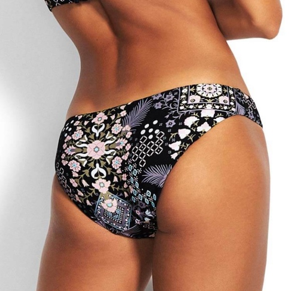 NWOT Seafolly Free Spirit Twist Band Hipster Bikini bottom black and pink - Picture 1 of 14